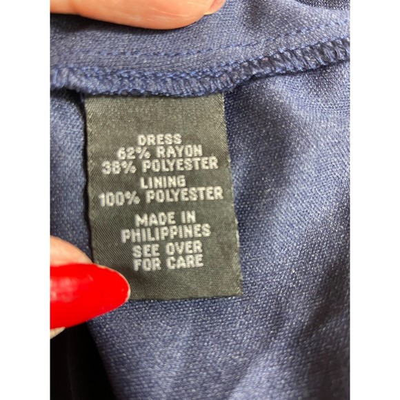 IZ Buyer Dress Size 11 Dark Blue Dress with Overlay Top Cover Trim Lined Dress - Picture 9 of 11